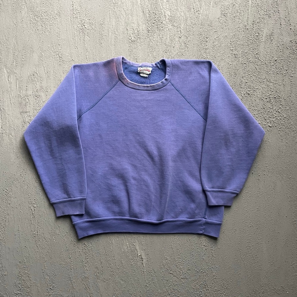 Vintage Cotton Ginny Raglan Blank Sweatshirt Unisex Small Purple 90s